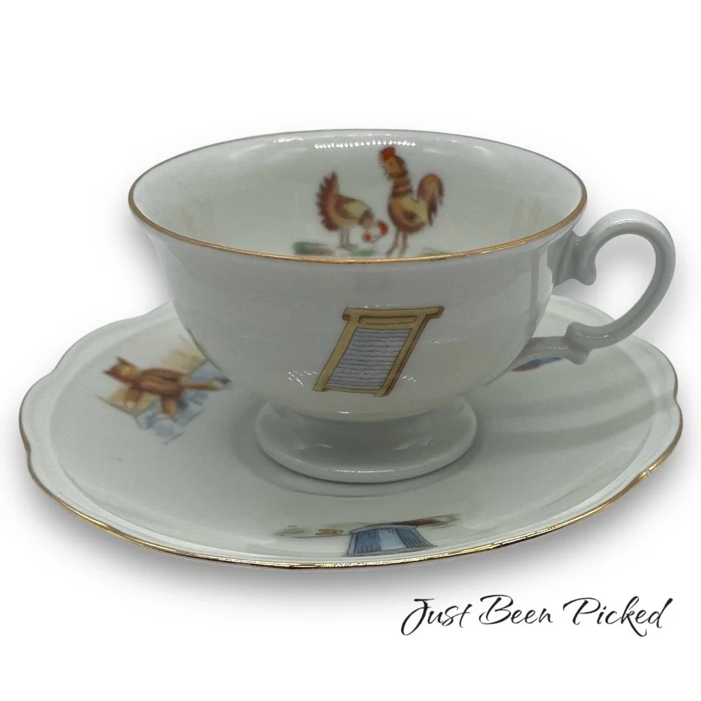 Childs Cup Saucer Set Poland Bear‎ Chickens Birds